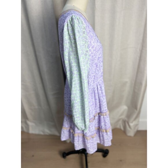 ROLLER RABBIT Ismay Naema Dress Sz L Pastel Colorblock - Picture 6 of 10